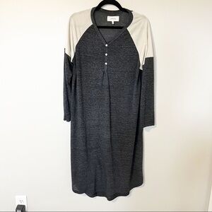 THE GREAT. Charcoal and Cream Midi Dress